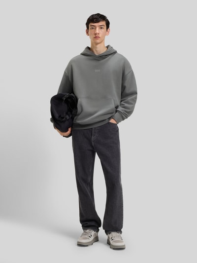 Hugo Blue Loose Fit Hoodie aus reiner Baumwolle Modell 'NAZARDO' Mittelgrau 1