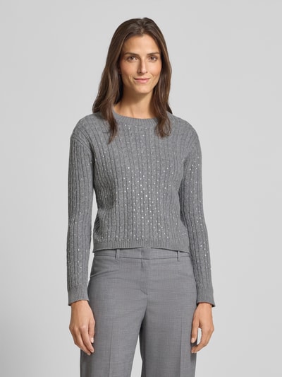 Max Mara Studio Slim Fit Strickpullover aus reiner Schurwolle Modell 'USSURI' Mittelgrau Melange 4