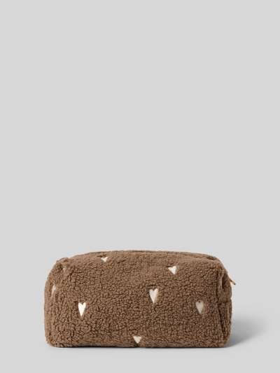 STUDIO NOOS Kosmetiktasche aus Teddyfell mit Stitchings Taupe 2