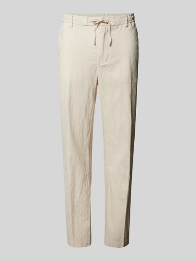 BOSS Spodnie o kroju regular fit z tunelem model ‘Kane’ Beżowy 2
