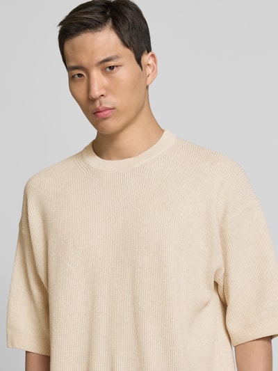 Jack & Jones Premium Gebreid shirt met ronde hals, model 'KALEB' Offwhite - 3