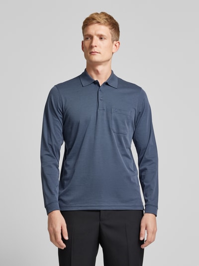 RAGMAN Regular fit poloshirt met borstzak Jeansblauw - 4