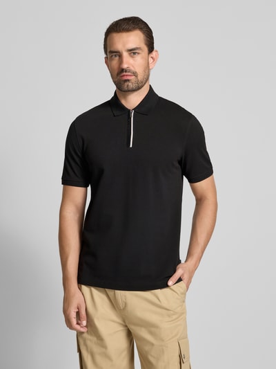 bugatti Regular Fit Poloshirt mit Reißverschluss Black 4