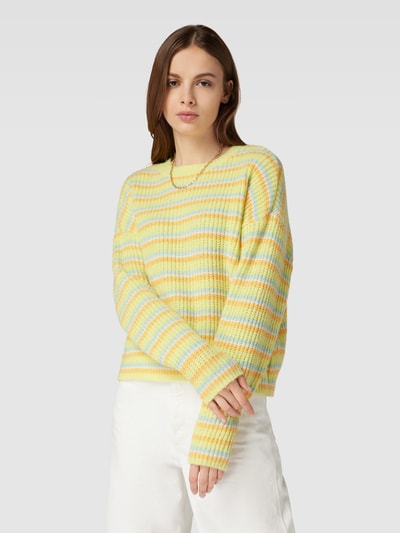 PIECES Strickpullover mit Streifenmuster Modell 'BINA' Hellgelb 4