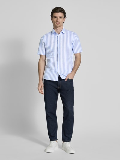 Jake*s Koszula lniana o kroju casual fit z rękawem o dł. 1/2 Błękitny 1