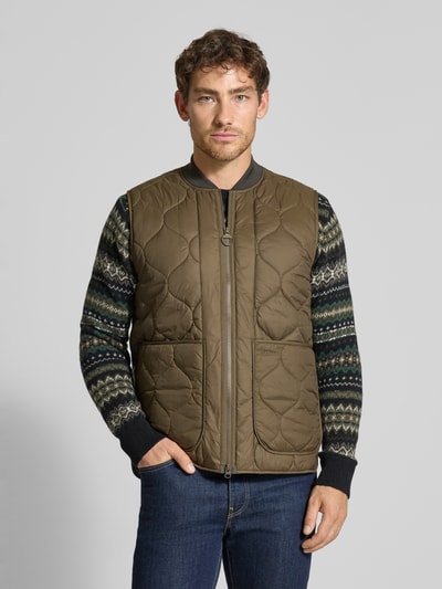 Barbour Regular Fit Steppweste mit Zweiwege-Reißverschluss Oliv 4