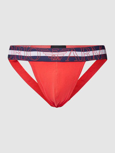 Emporio Armani Jockstrap mit eingewebtem Logo Modell 'MEGALOGO' Rot 2