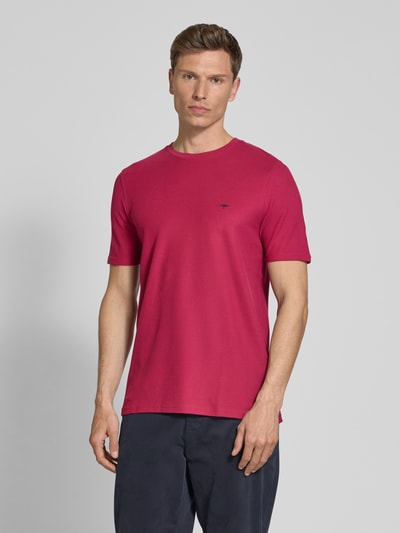 Fynch-Hatton T-shirt met logostitching Bordeaux - 4