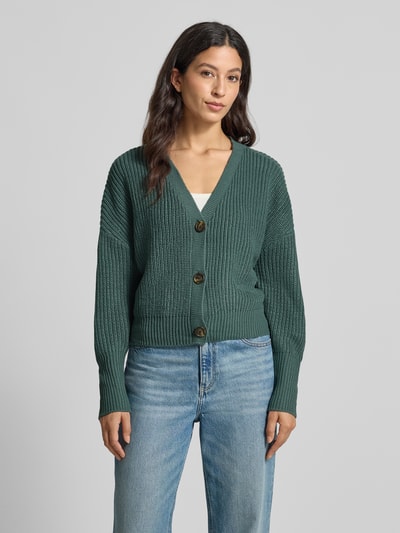 VERO MODA Regular fit gebreid jack met sierknopen, model 'LEA' Donkergroen - 4