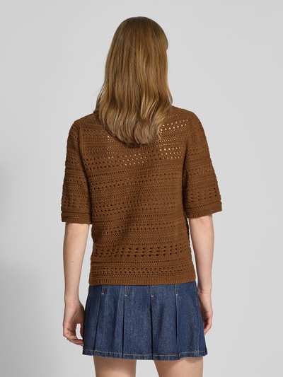 Marc O'Polo Denim Strickpullover mit Lochmuster Mittelbraun 5