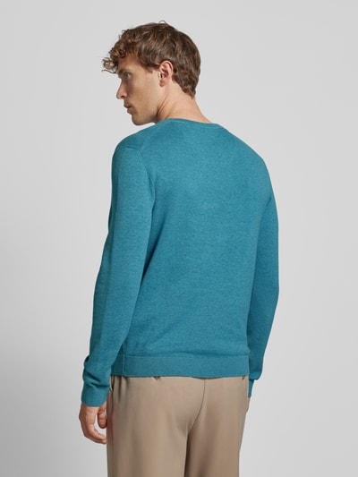 Tom Tailor Regular Fit Strickpullover aus reiner Baumwolle mit V-Ausschnitt Ocean 5