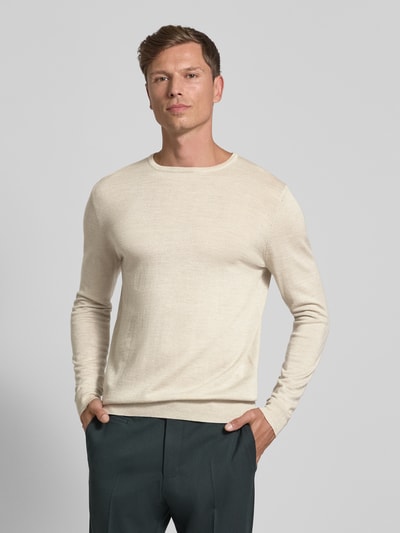 Profuomo Pullover aus Merinowolle mit Rundhalsausschnitt Beige 4