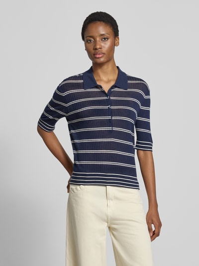 Closed Slim Fit Poloshirt aus reiner Wolle Marine 4
