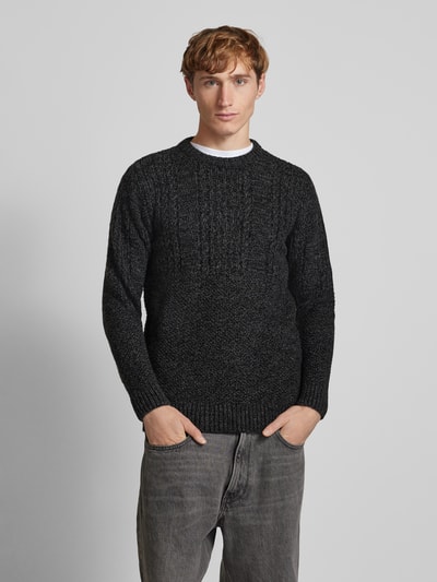 Superdry Strickpullover mit Zopfmuster Modell 'Jacob' Anthrazit 4