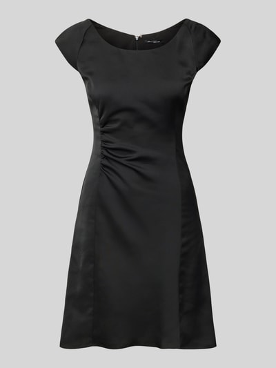 Produktfoto, Knielanges Kleid mit Raffungen von ARMANI EXCHANGE, schwarz, taillierter Schnitt, glatte Textur, Rundhalsausschnitt, Damenmode.