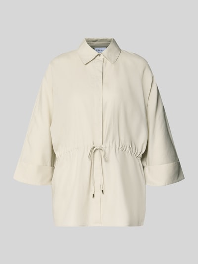Produktfoto, Relaxed Fit Bluse aus Lyocell-Mix mit 3/4-Arm von Comma in hellem Beige mit Tunnelzug, Hemdblusenkragen und Leinen-Anteil