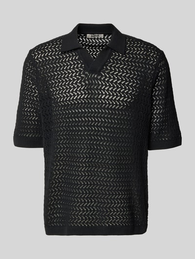 Produktfoto, Regular Fit Poloshirt aus Baumwoll-Mix Modell 'NYLE' von Only & Sons in Schwarz, strukturierte Strickoptik und Polokragen.