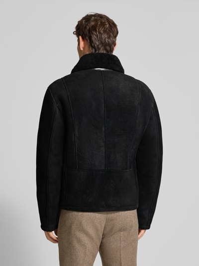 Strellson Regular fit leren jack van echte lamswol, model 'MONTY' Zwart - 5