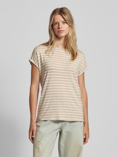 QS T-shirt met streepmotief Beige - 4