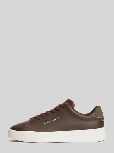 Tommy Hilfiger Sneaker aus Leder-Textil-Mix mit Label-Schriftzug Mittelbraun 2