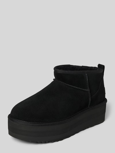 UGG Boots van leer met plateauzool, model 'CLASSIC ULTRA MINI' Zwart - 1