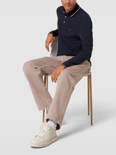 Tommy Hilfiger Poloshirt mit langen Ärmeln Modell 'TIPPED SLIM' Marineblau 1