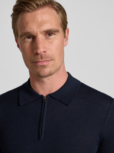 Christian Berg Men Strickpullover aus Merino-Mix mit Umlegekragen Marine 3