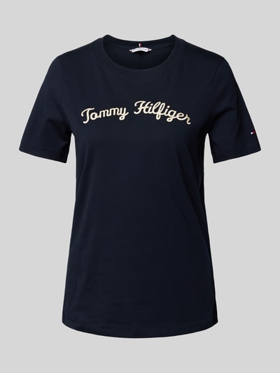 Tommy Hilfiger T-Shirt mit Label-Stitching Modell 'SCRIPT' Marine 2