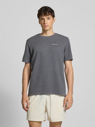CHAMPION T-Shirt mit Logo-Stitchings und Rundhalsausschnitt Anthrazit 4