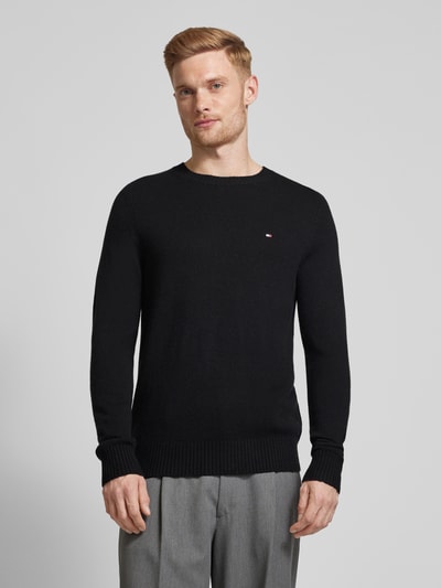 Tommy Hilfiger Sweter wełniany z wyhaftowanym logo Czarny 4