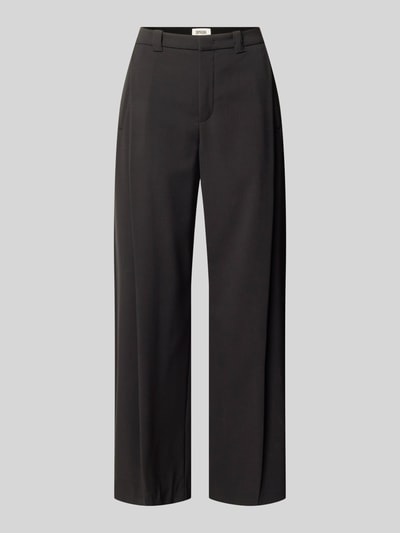 Productfoto, Barrel Fit broek met achterzakken model 'UNPACK' van DRYKORN, materiaalmix met viscose, dames broek, zwarte kleur, gladde textuur