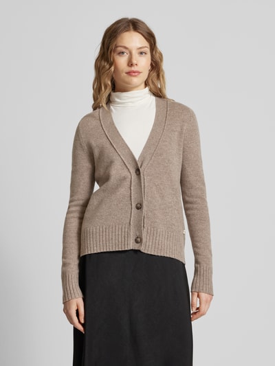 Fynch-Hatton Regular fit cardigan van wol met V-hals Taupe - 4