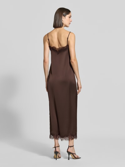 Jake*s Cocktail Fließendes Cocktailkleid mit Spitzenbesatz Dunkelbraun 5