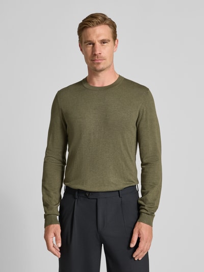 MCNEAL Sweter z dzianiny z prążkowanymi wykończeniami Oliwkowy melanż 4