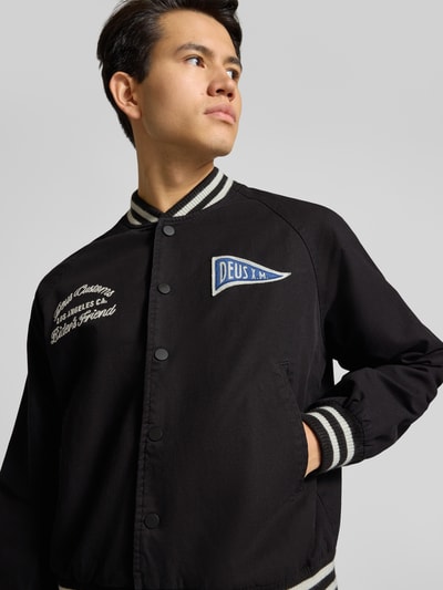 DEUS EX MACHINA Regular fit jack met logopatch, model 'Stadium' Zwart - 3