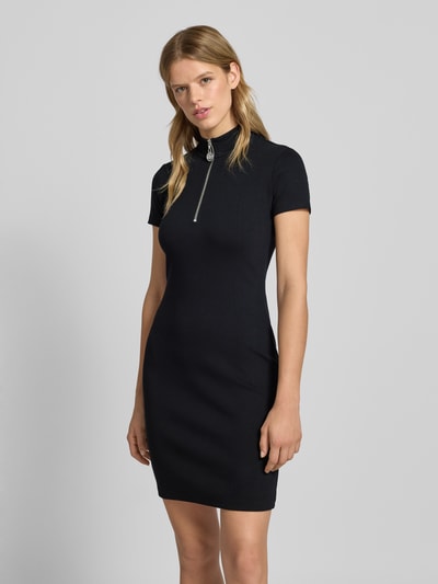 Hugo Blue Sukienka mini ze stójką i zamkiem błyskawicznym Czarny 4