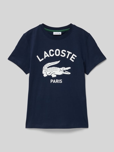 Lacoste T-Shirt mit Label-Print und Rundhalsausschnitt Marine 1