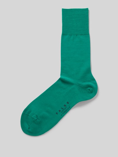 Falke Sokken van scheerwolmix met logoprint, model 'Airport' Smaragdgroen - 1