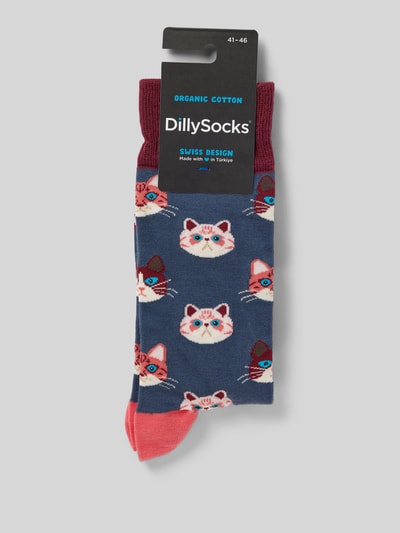 DillySocks Socken mit Motiv-Stitching Modell 'Sky Kitten' Marine 3