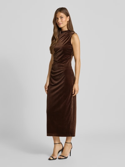 Jake*s Cocktail Slim fit cocktailjurk met plooien Donkerbruin - 1