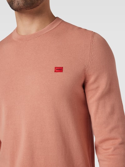 HUGO Gebreide pullover met labelpatch, model 'San Cassius' Oudroze - 3