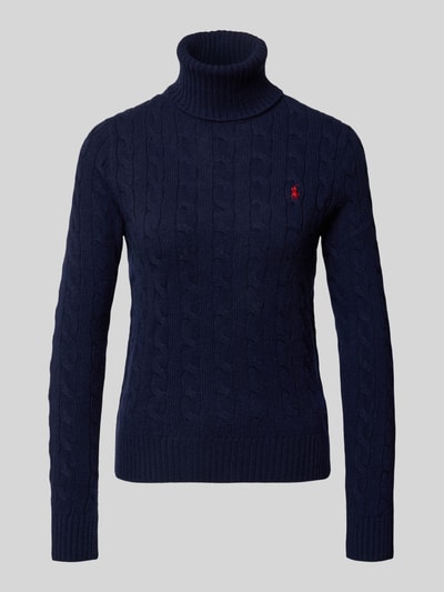 Polo Ralph Lauren Slim Fit Rollkragenpullover mit Label-Stitching Dunkelblau 2