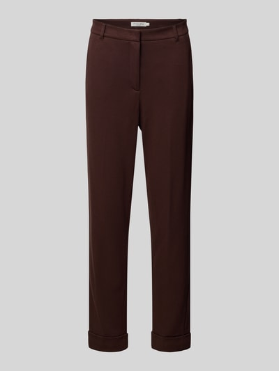 Produktfoto, Slim Fit Stoffhose aus Viskose-Mix von Christian Berg Woman, mieszanka wiskozy i elastanu, krój slim fit, szlufki na pasek, krój krótki, zapięcie na guzik i zamek błyskawiczny, mankiety na nogawkach, szerokość w rozmiarze 36: 39 cm, długość wewnętrzna nogawki w rozmiarze 36: 68 cm