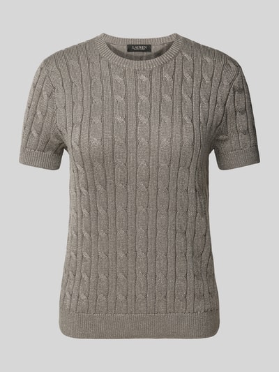 Lauren Ralph Lauren Strickshirt mit Zopfmuster Modell 'EYELAH' Mittelgrau 1