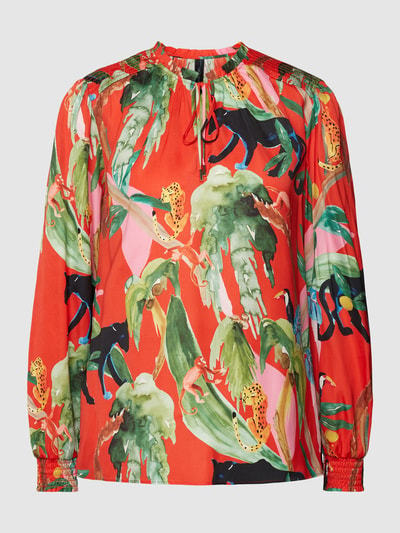 Marc Cain Blouse met all-over motief en vetersluitingen Rood - 2