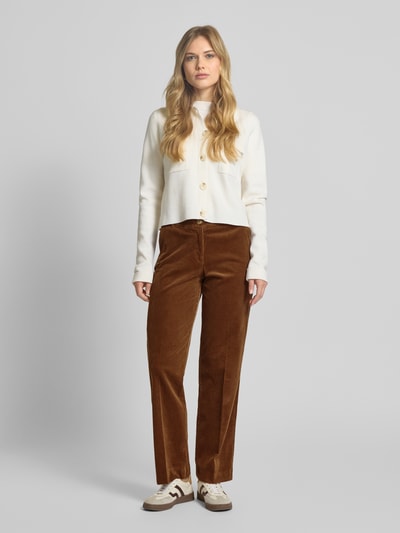 Christian Berg Woman Loose Fit Cordhose mit gelegten Falten Cognac 1