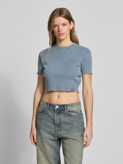 Dickies Cropped T-Shirt in Ripp-Optik Modell 'PLENTYWOOD' Blau 4