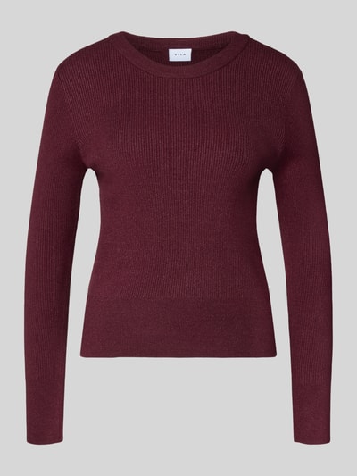 Vila Bluzka z długim rękawem z imitacji dzianiny model ‘Vicomfy’ Śliwkowy 2