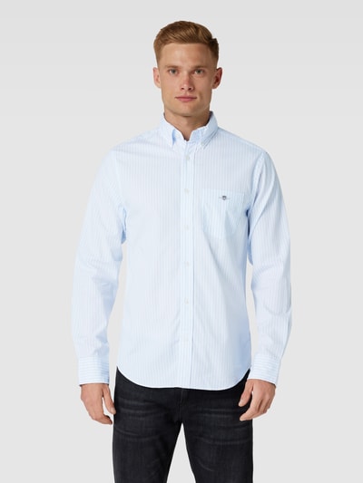 Gant Regular fit vrijetijdsoverhemd met streepmotief, model 'POPLIN' Lichtblauw - 4