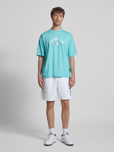 CHAMPION Relaxed fit T-shirt met labelstitching Aquablauw - 1